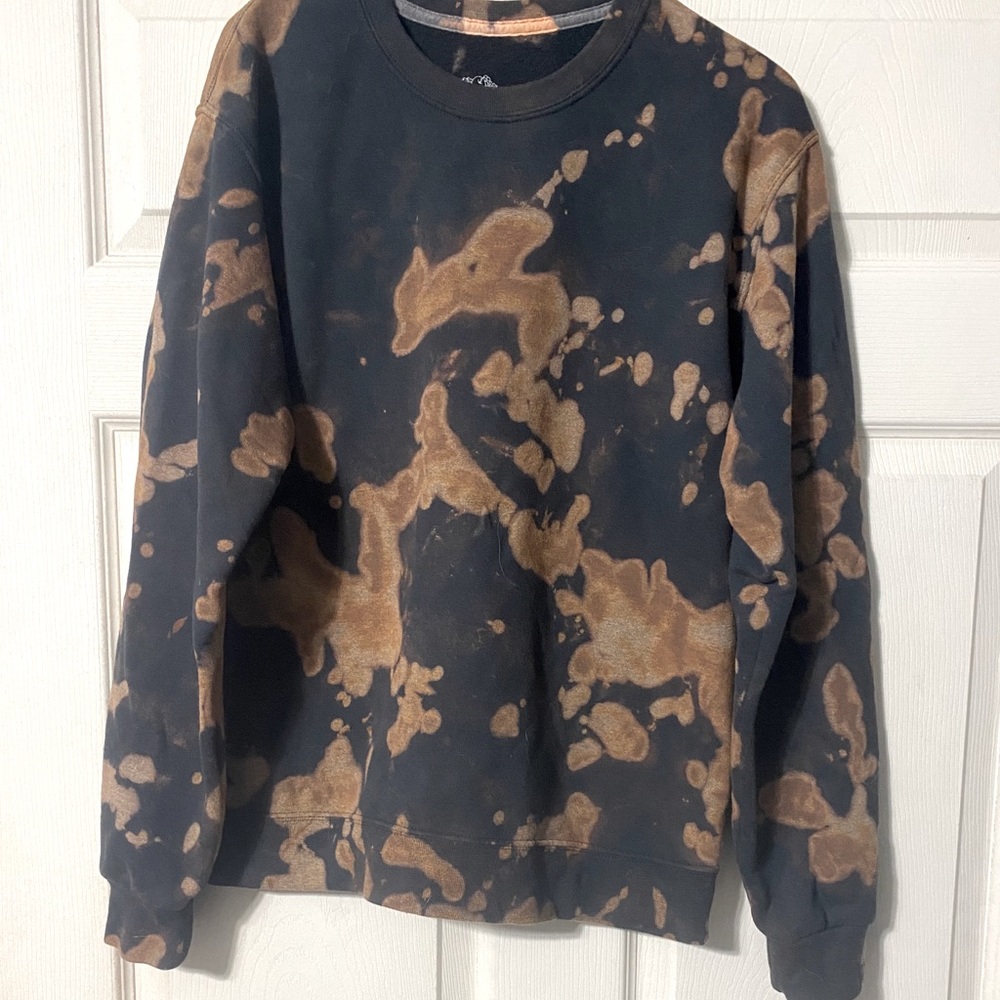 Tye dyed black crew neck hoodie